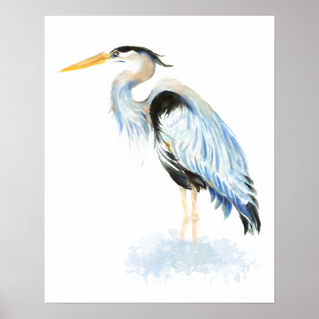 Póster Excelente Blue Heron Watercolor Art (Frente)