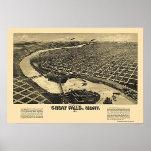 Poster Excelente Cai, Mapa Panorâmico MT - 1891