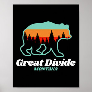 Poster Excelente Divide Montana Esquiando Snowboard Bear
