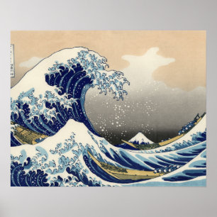 Poster Excelente do Oceano Asiático a ondas de Kanagawa