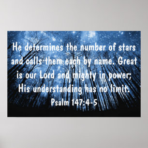 Póster Excelente é nosso Lord bíblia Verso Salmos 147:4-5