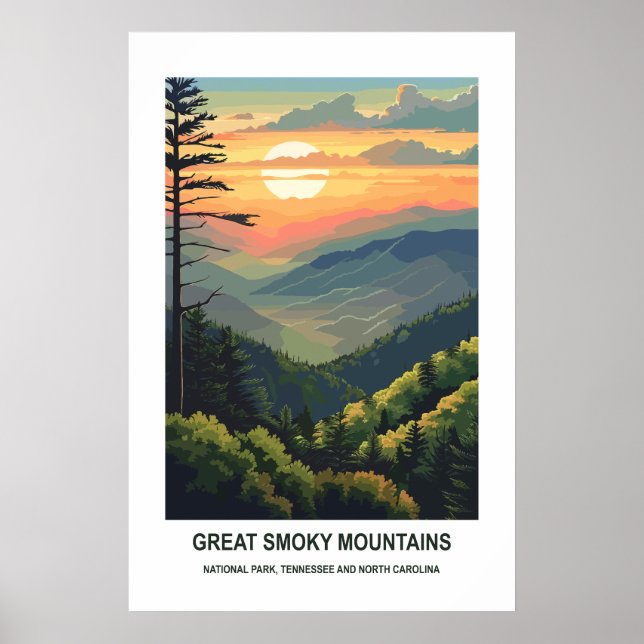 Poster Excelente Enfumaçado Mounts National Park Tennesse (Frente)