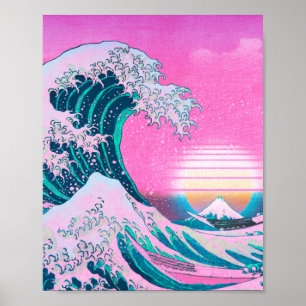 Poster Excelente Estético Vaporwave Desliga Kanagawa Sun