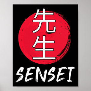 Poster Excelente Karate Sensei Desenho de Combate Japonês