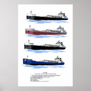 Poster Excelente Lagos Freighter Algoma Historial de Comp