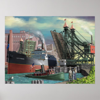 Poster Excelente Lagos Freighter Passando Por Buffalo Jac