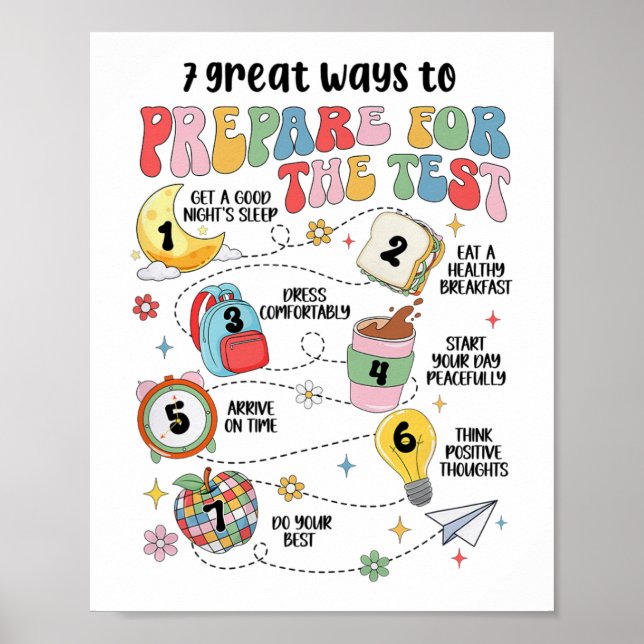 Poster Excelente Maneiras De Preparar Para O Teste De Est (Frente)