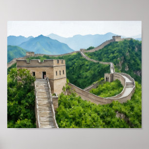 Poster Excelente Muro de da China Watercolor Art Impress