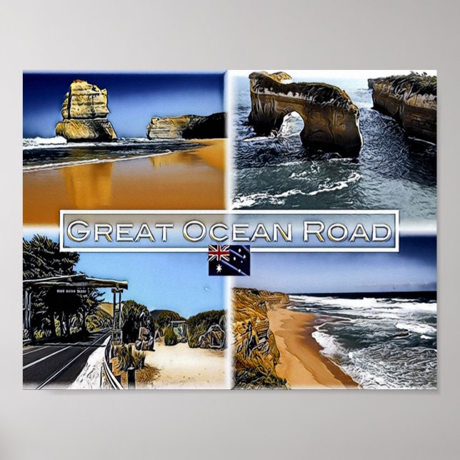 Poster Excelente Ocean Road - Austrália - Mosaico - (Frente)
