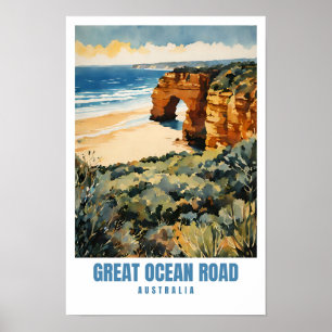 Poster Excelente Ocean Road Austrália Retro Viagem Art P