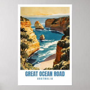 Poster Excelente Ocean Road Austrália - Viagem Art Minima