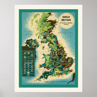 Póster Excelente - Reino Unido ~ Vintage - Viagem britâni