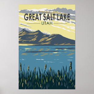 Poster Excelente Salt Lake Utah Viagem de Art Vintage