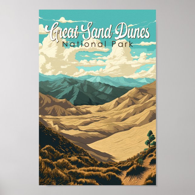 Poster Excelente Sand Dunes National Park Illustration Re (Frente)