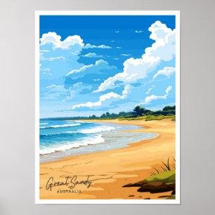 Poster Excelente Sandy Austrália - Ilustração do Viagem d