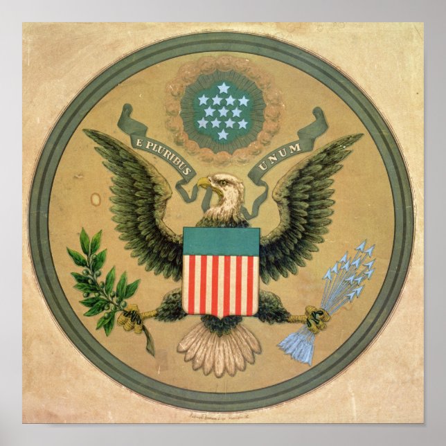 Póster Excelente Seal dos Estados Unidos, c.1850 (Frente)