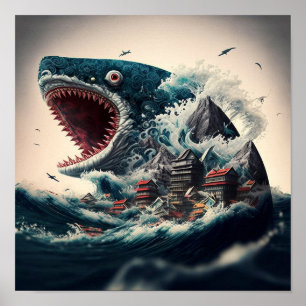 Poster Excelente Sushi Shark Monster