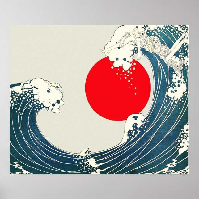 Poster EXCELENTE WAVE E VERMELHO Náutica Azul-SUN Azul (Frente)