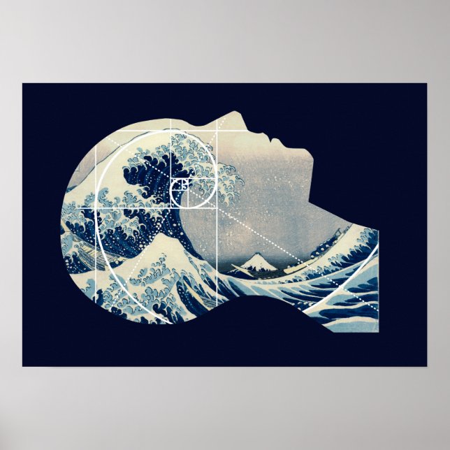 Poster Excelente Wave, Hokusai encontra Fibonacci na minh (Frente)
