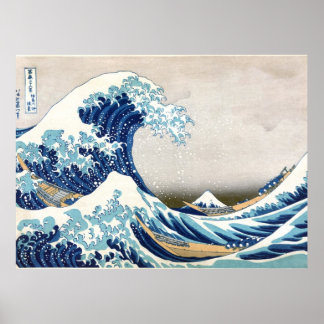 Poster Excelente Wave Off Kanagawa Vintage Fine Japonês