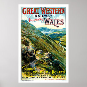 Póster Excelente Western Rail Viagens vintage Art
