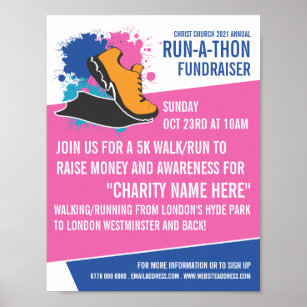 Poster Executando Calçado, evento Carity Run-Walk-a-Thon