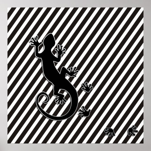 Póster Executando o Gecko | listras negras (Frente)