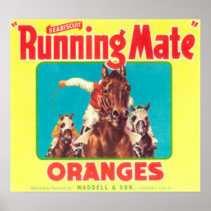 Póster Executando o Mate Orange LabelLindsay, CA