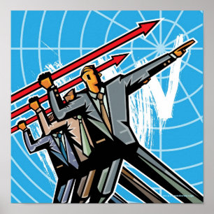 Poster Executivos que jogam o sinal da seta