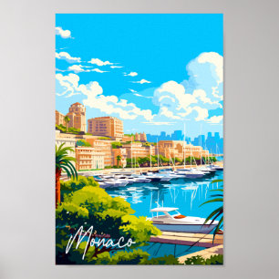 Poster Exemplar de área de viagens vintage Mônaco