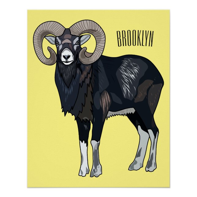 Póster Exemplo de desenho animado de ovelhas Mouflon (Frente)