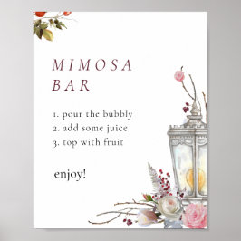 Poster Exemplo de Rosas Florais e Lanterna - Sinal de Bar