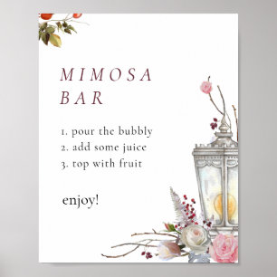 Poster Exemplo de Rosas Florais e Lanterna - Sinal de Bar