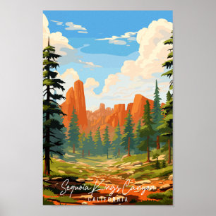 Poster Exemplo de viagens vintage do Sequoia Kings Canyon