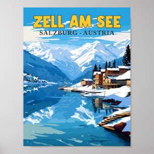 Poster Exemplo de viagens vintage do Zell Am Consulte Áus