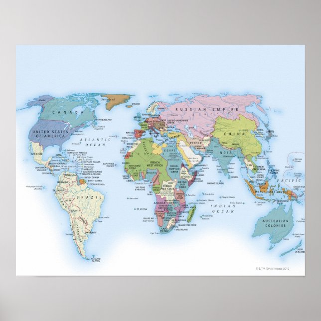 Póster Exemplo digital do mundo em 1900 (Frente)