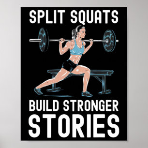 Poster Exercício de Agachamento Búlgaro Fitness Musculaçã