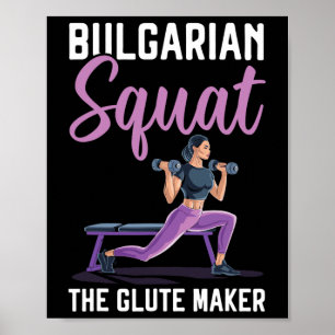 Poster Exercício de Agachamento Búlgaro Musculação Fitnes