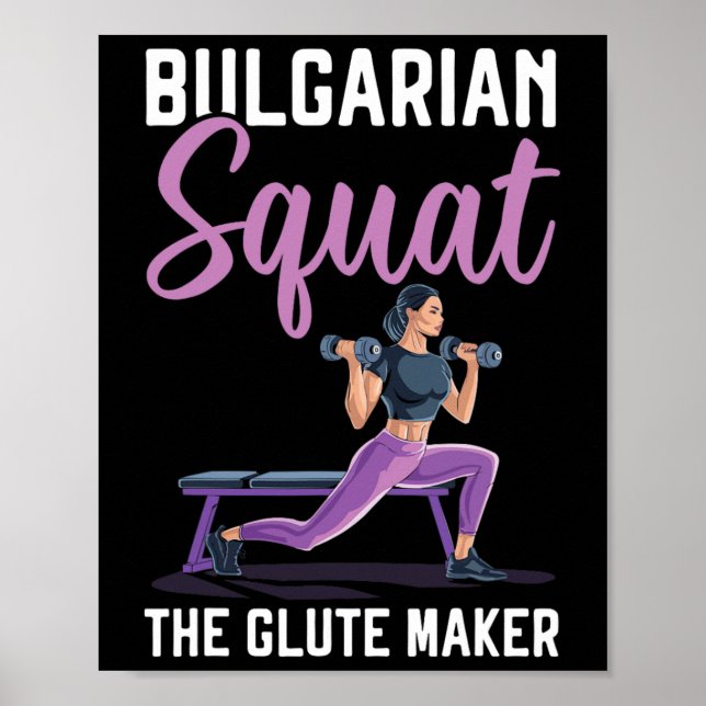 Poster Exercício de Agachamento Búlgaro Musculação Fitnes (Frente)