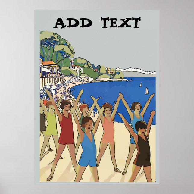 Poster Exercício de Vintage Kids em Praia (Frente)