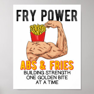 Poster Exercício engraçado de Abdômen Batata Frita Constr