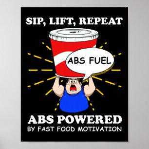 Poster Exercício Funny Abs Rápido De Comida Gym Workout B