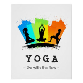 Póster Exercício YOGA de Pilatos Coloridos e na moda