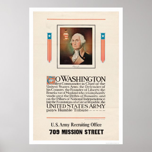Póster Exército Homenagem a Washington (Frente)