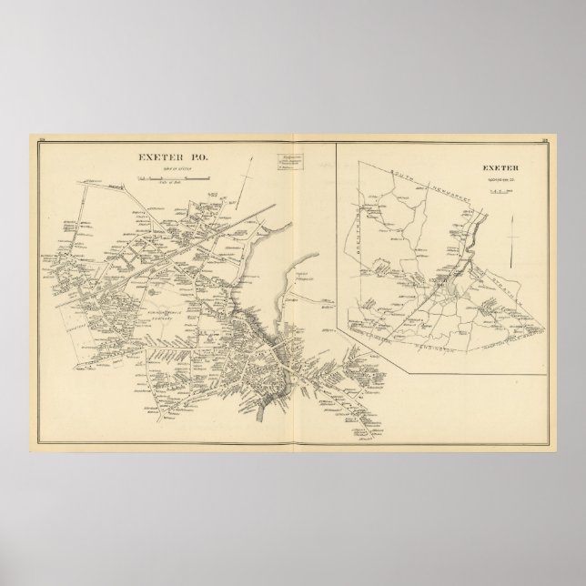 Póster Exeter PO, cidade de Exeter (Frente)