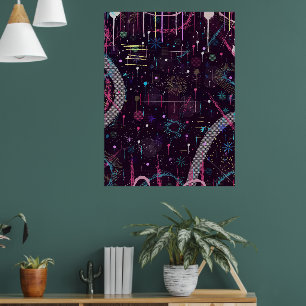 Poster Exibição de Fogos de Artifício: Arte Abstrata