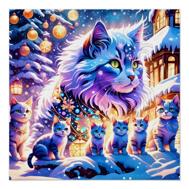 Póster Exibição de Gatos de Natal (Frente)