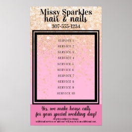 Poster Exibição de preço de serviços de salão de cabeleir