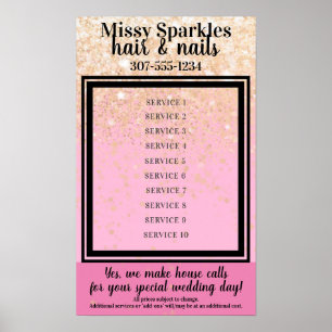 Poster Exibição de preço de serviços de salão de cabeleir