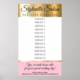 Poster Exibição de preços de serviços de estilista de cor